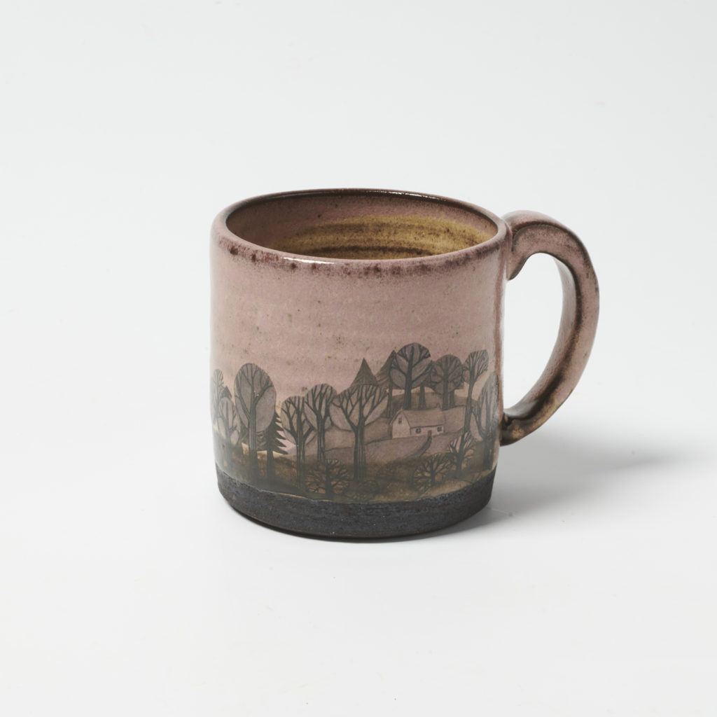 dark pink black forest mug