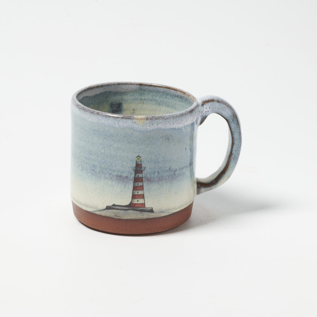 blue lighthouse mug